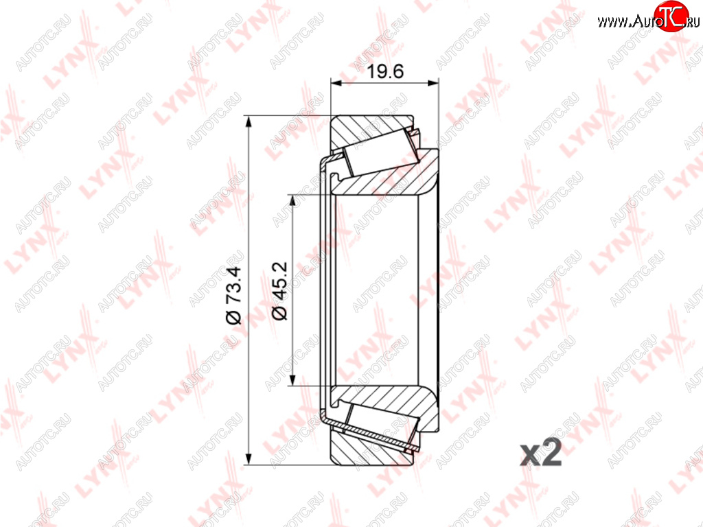 2 999 р. Подшипник ступицы HYUNDAI Porter,Porter 2 задней LYNX LYNX wb1089  с доставкой в г. Керчь