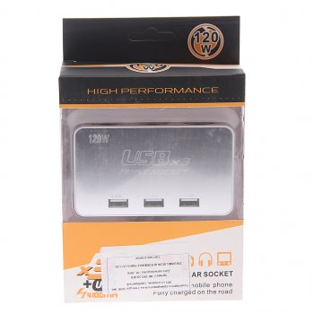 399 р. Разветвитель прикуривателя 3-х гнездовой 12V 3USB с удлинителем TORINO TORINO wf-081 silver  с доставкой в г. Керчь. Увеличить фотографию 2