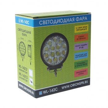 1 739 р. Фара рабочего света 114х128х65мм 42W (дальний свет) круглая ВЫМПЕЛ ОРИОН wl-142cs  с доставкой в г. Керчь. Увеличить фотографию 3