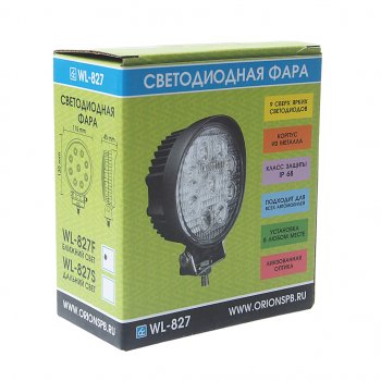 1 199 р. Фара рабочего света круглая 115х130x45мм 27W 9LED (ближний свет) ВЫМПЕЛ ОРИОН wl-827f  с доставкой в г. Керчь. Увеличить фотографию 3
