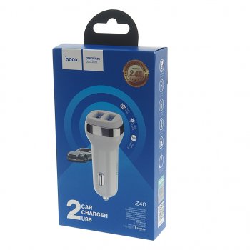 499 р. Устройство зарядное в прикуриватель 2USB 12V HOCO HOCO z40 white HOCO z40 white  с доставкой в г. Керчь. Увеличить фотографию 3