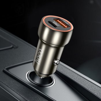 499 р. Устройство зарядное в прикуриватель 1USB + 1 Type C 12V HOCO HOCO z46a grey  с доставкой в г. Керчь. Увеличить фотографию 2
