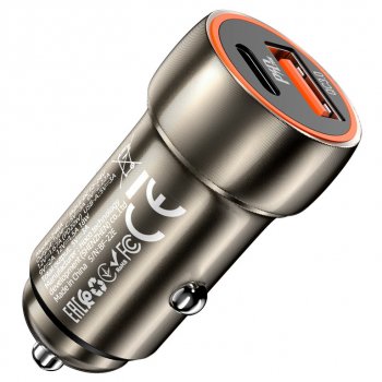 499 р. Устройство зарядное в прикуриватель 1USB + 1 Type C 12V HOCO HOCO z46a grey  с доставкой в г. Керчь. Увеличить фотографию 1