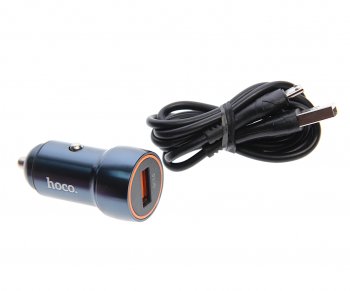 Устройство зарядное в прикуриватель 1USB 12V кабель micro USB HOCO HOCO z46 blue