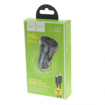 529 р. Устройство зарядное в прикуриватель 1USB + 1 Type C 12V HOCO HOCO z47a black  с доставкой в г. Керчь. Увеличить фотографию 3
