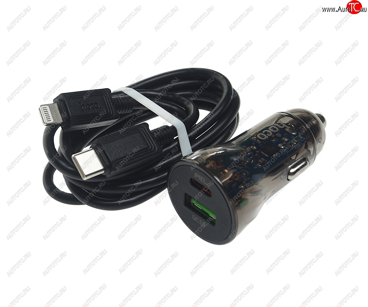 529 р. Устройство зарядное в прикуриватель 1USB + 1 Type C 12V HOCO HOCO z47a black  с доставкой в г. Керчь