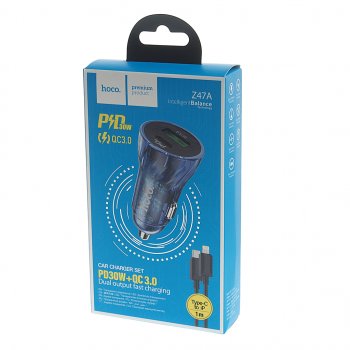859 р. Устройство зарядное в прикуриватель 1USB 12V кабель USB Type C HOCO HOCO z47a blue  с доставкой в г. Керчь. Увеличить фотографию 3