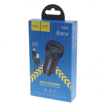 569 р. Устройство зарядное в прикуриватель 1USB 12V кабель micro USB HOCO HOCO z49a black  с доставкой в г. Керчь. Увеличить фотографию 3