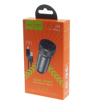 579 р. Устройство зарядное в прикуриватель 1USB 12V кабель iPhone (5-) HOCO HOCO z49 grey HOCO z49 grey  с доставкой в г. Керчь. Увеличить фотографию 3