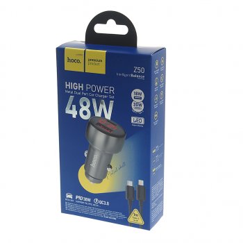929 р. Устройство зарядное в прикуриватель 1USB 12V кабель USB Type C HOCO HOCO z50 grey  с доставкой в г. Керчь. Увеличить фотографию 3