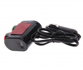 449 р. Разветвитель прикуривателя 2-х гнездовой 12-24V 1USB 3.1А с удлинителем 0.8м черный OLESSON OLESSON ols-1631  с доставкой в г. Керчь. Увеличить фотографию 2