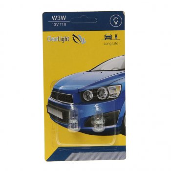 54 р. Лампа 12V W3W W2.1x9.5d блистер (2шт.) CLEARLIGHT CLEARLIGHT cl-w3w-12v 2b  с доставкой в г. Керчь. Увеличить фотографию 1