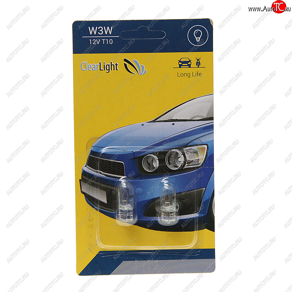 54 р. Лампа 12V W3W W2.1x9.5d блистер (2шт.) CLEARLIGHT CLEARLIGHT cl-w3w-12v 2b  с доставкой в г. Керчь