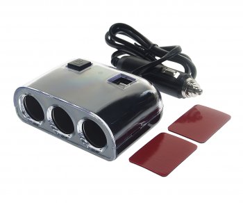 589 р. Разветвитель прикуривателя 3-х гнездовой 12-24V 2USB 1.2А с удлинителем 0.8м черный OLESSON OLESSON ols-1505b  с доставкой в г. Керчь. Увеличить фотографию 1