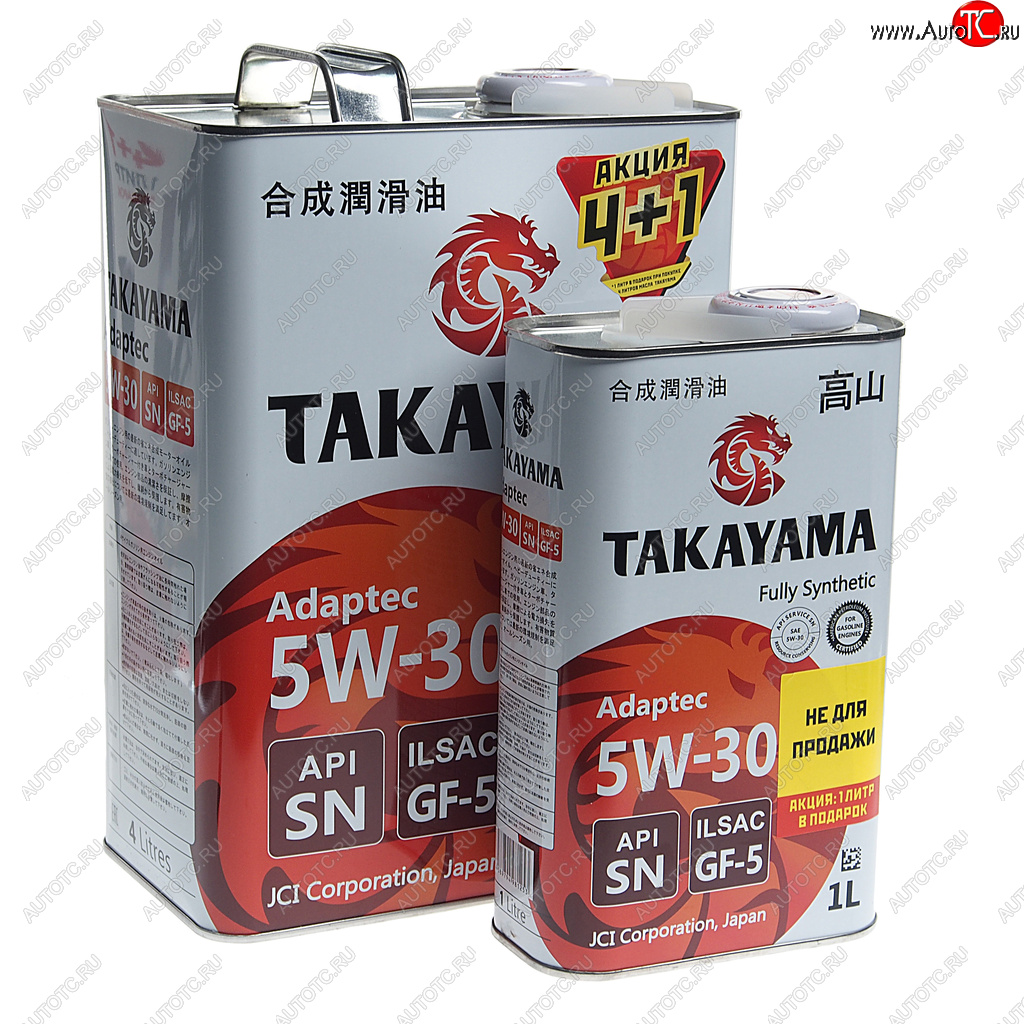 2 499 р. Масло моторное Adaptec SN/GF-5 5W30 синт.4+1л TAKAYAMA TAKAYAMA 605627 TAKAYAMA 605627  с доставкой в г. Керчь