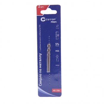 Сверло по металлу 1.5х40мм HSS Cobalt (2шт.) CUTOP CUTOP 48-356 CUTOP 48-356