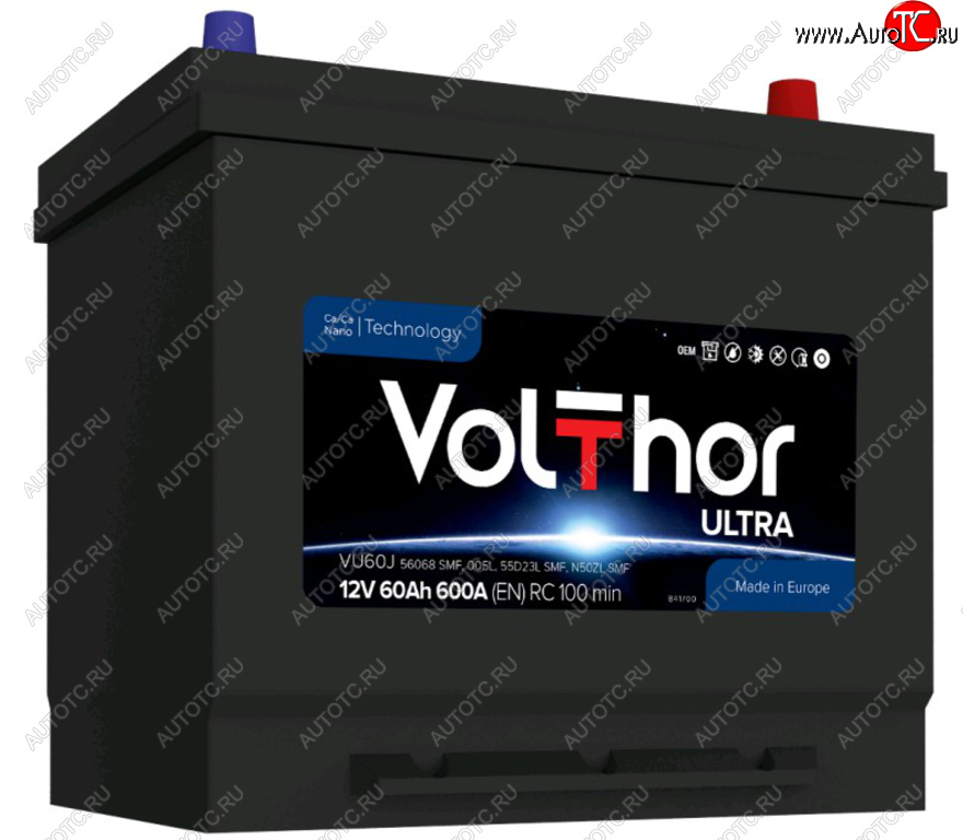 10 649 р. Аккумулятор VOLTHOR Ultra 60Ач обратная полярность VOLTHOR 6ст60(0) 56068 d23  с доставкой в г. Керчь