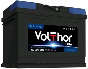 10 649 р. Аккумулятор VOLTHOR Ultra 60Ач обратная полярность VOLTHOR 6ст60(0) 56008  с доставкой в г. Керчь. Увеличить фотографию 1