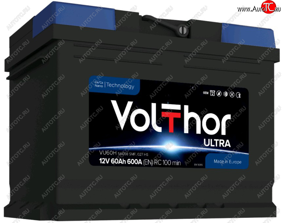 10 649 р. Аккумулятор VOLTHOR Ultra 60Ач обратная полярность VOLTHOR 6ст60(0) 56008  с доставкой в г. Керчь