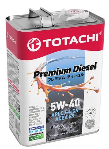 4 299 р. Масло дизельное PREMIUM DIESEL CJ-4E9SMA3B4 5W40 синт.4л TOTACHI TOTACHI 11704  с доставкой в г. Керчь. Увеличить фотографию 1