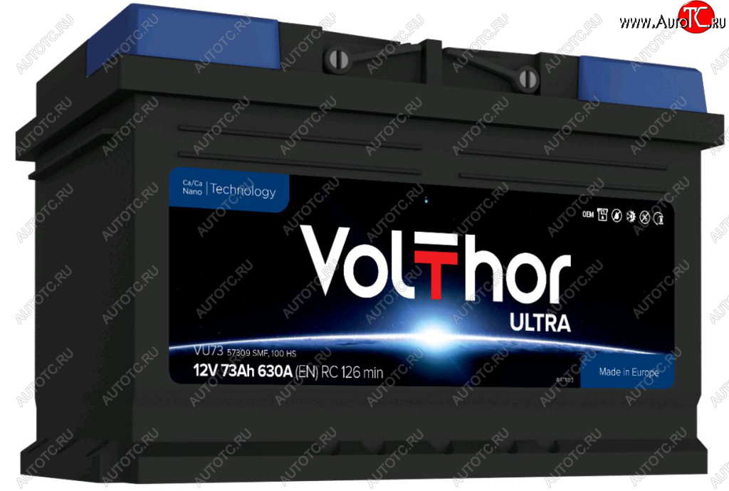 11 549 р. Аккумулятор VOLTHOR Ultra 73Ач обратная полярность,низкий VOLTHOR 6ст73(0) 57309  с доставкой в г. Керчь