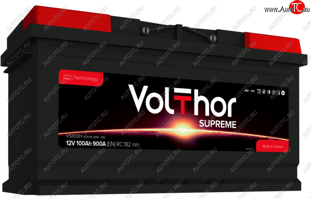 15 999 р. Аккумулятор VOLTHOR Supreme 100Ач обратная полярность VOLTHOR 6ст100(0) 60044  с доставкой в г. Керчь