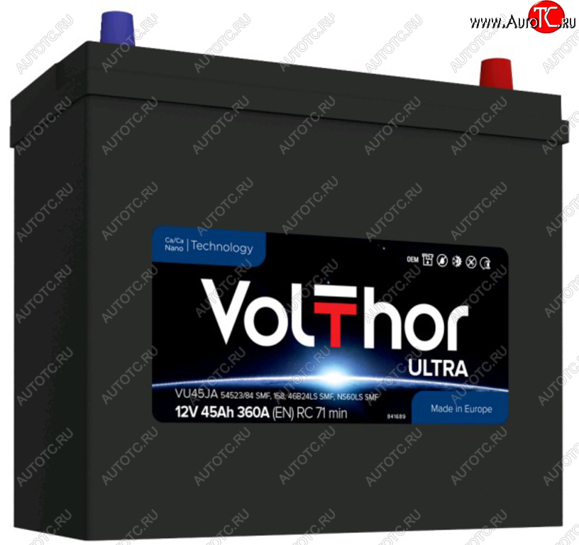 8 849 р. Аккумулятор VOLTHOR Ultra 45Ач обратная полярность VOLTHOR 6ст45(0) 5452384 b24  с доставкой в г. Керчь