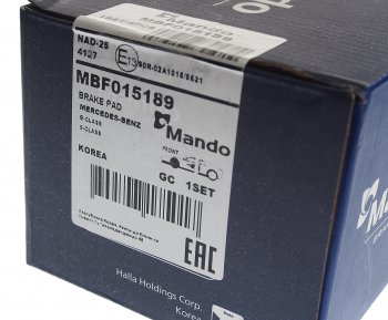 1 289 р. Колодки тормозные MERCEDES E (W211,W212),S (W220,W221) задние (4шт.) MANDO MANDO mbf015189  с доставкой в г. Керчь. Увеличить фотографию 3