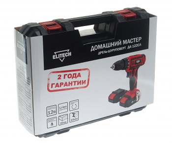 3 069 р. Дрель-шуруповерт аккумуляторный 12.0В 1.7Ач (2АКБ Li-Ion,кейс) ELITECH ELITECH да 122сл  с доставкой в г. Керчь. Увеличить фотографию 4