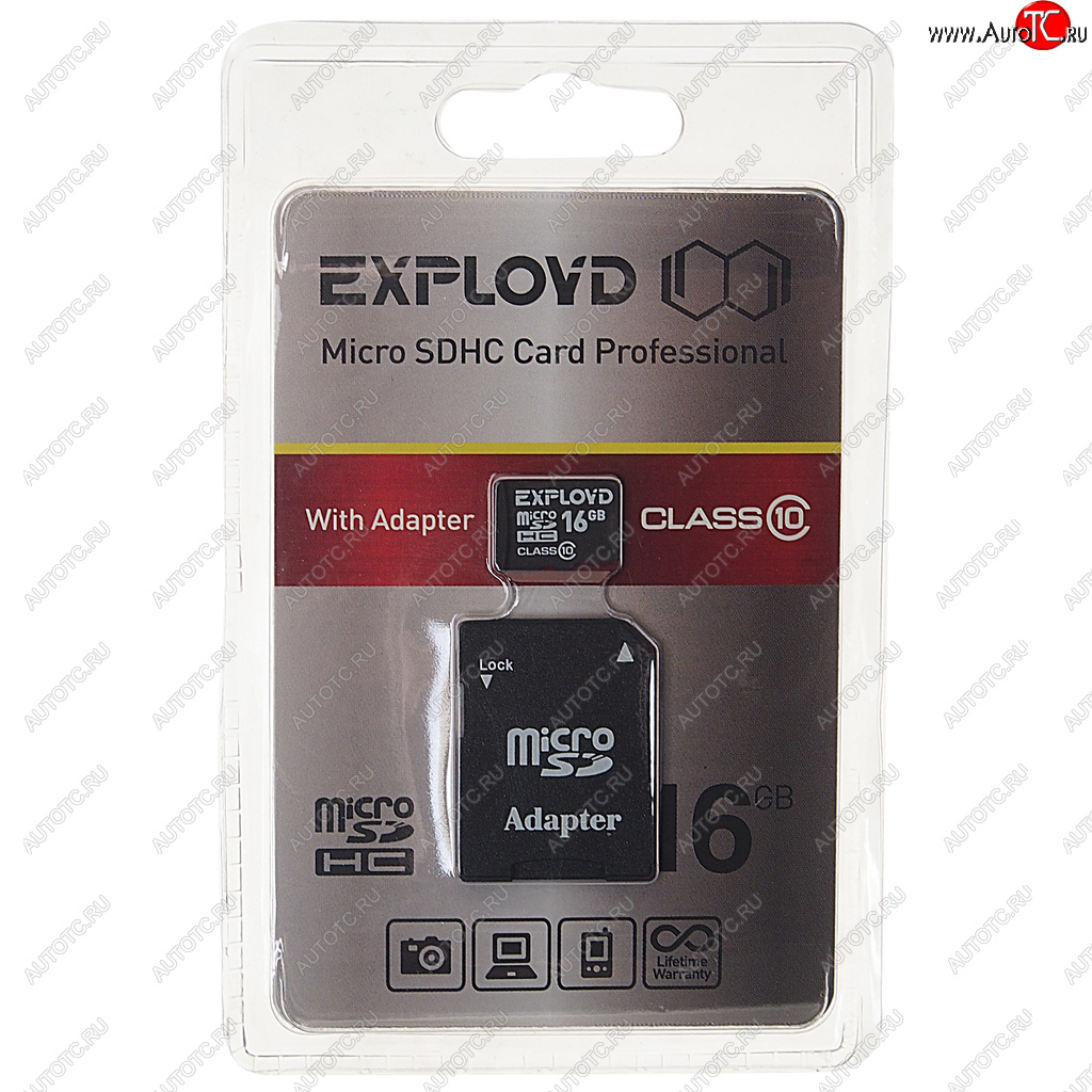 349 р. Карта памяти 16GB MicroSD class 10 + SD адаптер EXPLOYD EXPLOYD ex016gcsdhc10-ad  с доставкой в г. Керчь