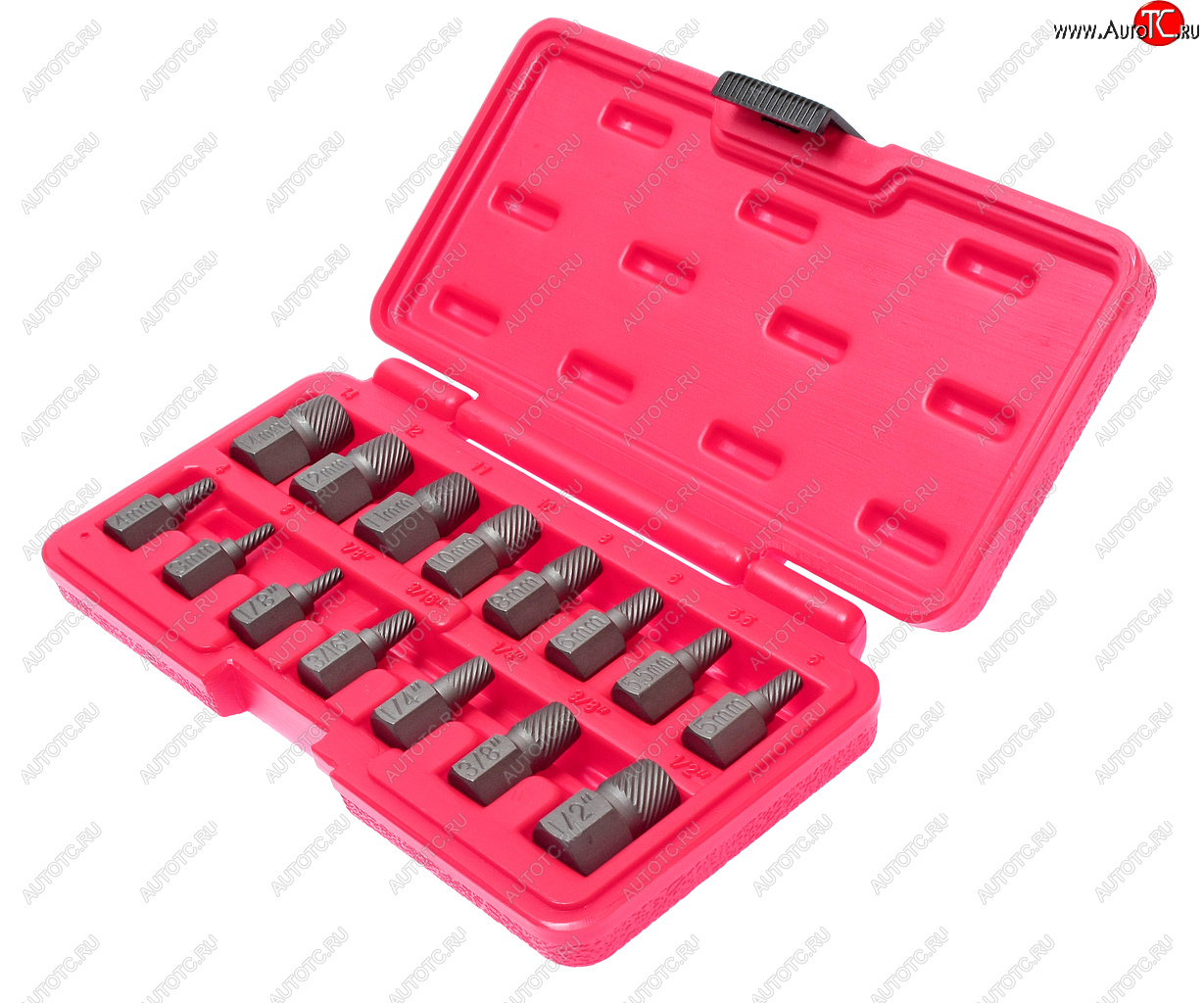 4 699 р. Набор экстракторов 1/8-1/2 3-14мм 15 предметов в кейсе JTC JTC TOOLS CO., LTD jtc-4639 JTC TOOLS CO., LTD jtc-4639  с доставкой в г. Керчь