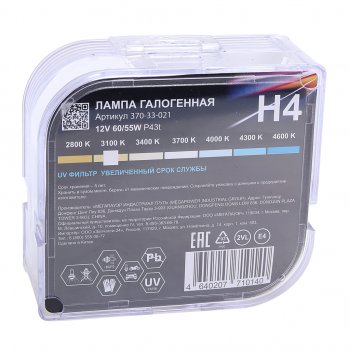 369 р. Лампа 12V H4 6055W P43t бокс (2шт.) Long Life MEGAPOWER MEGAPOWER 370-33-021  с доставкой в г. Керчь. Увеличить фотографию 4
