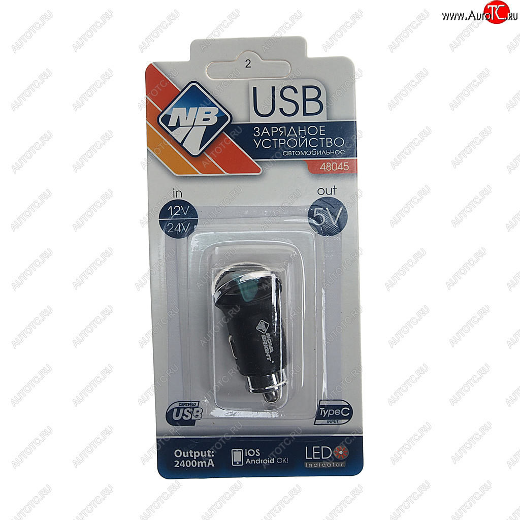 286 р. Устройство зарядное в прикуриватель 1USB + 1Type C 12-24V NOVA BRIGHT NOVA BRIGHT 48045  с доставкой в г. Керчь