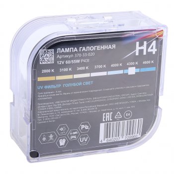 399 р. Лампа 12V H4 6055W P43t бокс (2шт.) Blue White MEGAPOWER MEGAPOWER 370-33-020  с доставкой в г. Керчь. Увеличить фотографию 4