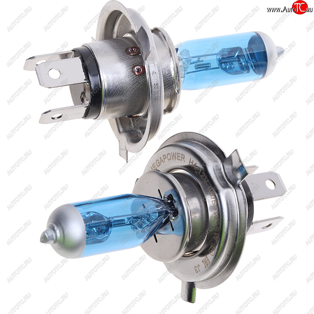 399 р. Лампа 12V H4 6055W P43t бокс (2шт.) Blue White MEGAPOWER MEGAPOWER 370-33-020  с доставкой в г. Керчь