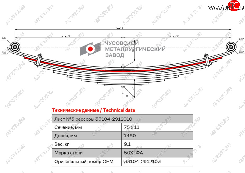 3 879 р. Лист рессоры ГАЗ-33104 Валдай задней №3 L=1460мм ЧМЗ ЧМЗ 33104-2912103  с доставкой в г. Керчь