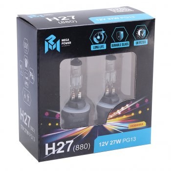 299 р. Лампа 12V H27(880) 27W PG13 бокс (2шт.) Long Life MEGAPOWER MEGAPOWER 370-33-010  с доставкой в г. Керчь. Увеличить фотографию 2