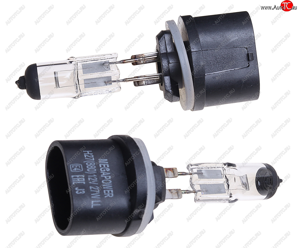 299 р. Лампа 12V H27(880) 27W PG13 бокс (2шт.) Long Life MEGAPOWER MEGAPOWER 370-33-010  с доставкой в г. Керчь