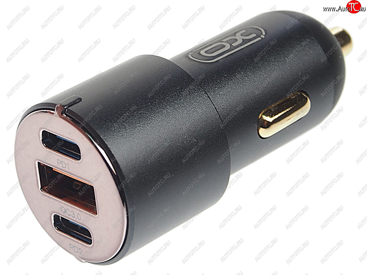 2 179 р. Устройство зарядное в прикуриватель 1USB + 2 Type C 12V черное XO XO cc45 black  с доставкой в г. Керчь