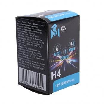 184 р. Лампа 12V H4 6055W P43t Standart MEGAPOWER MEGAPOWER 370-33-017  с доставкой в г. Керчь. Увеличить фотографию 3