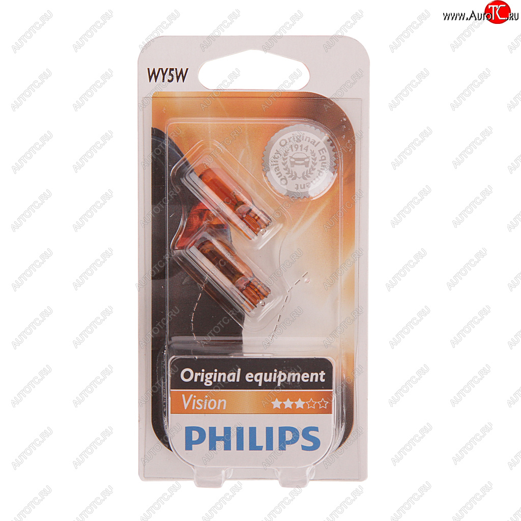 319 р. Лампа 12V WY5W W2.1x9.5d желтая блистер (2шт.) Yellow PHILIPS PHILIPS 12396nab2  с доставкой в г. Керчь