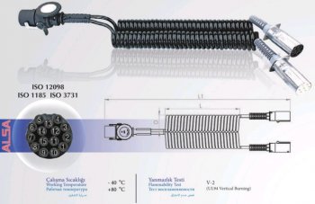 6 649 р. Кабель электрический прицепа N-type+S-type 15-полюсный сдвоенный L=4500мм ALSA ALSA 05rf020845  с доставкой в г. Керчь. Увеличить фотографию 2