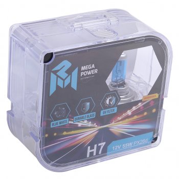 339 р. Лампа 12V H7 55W PX26d бокс (2шт.) Blue White MEGAPOWER MEGAPOWER 370-33-030  с доставкой в г. Керчь. Увеличить фотографию 4