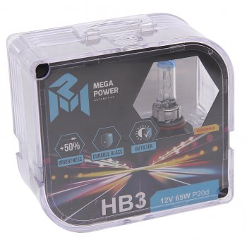 419 р. Лампа 12V HB3 65W P20d +50% бокс (2шт.) MEGAPOWER MEGAPOWER 370-33-038  с доставкой в г. Керчь. Увеличить фотографию 1
