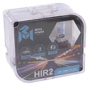 659 р. Лампа 12V HIR2 55W PX22d +120% бокс (2шт.) MEGAPOWER MEGAPOWER 370-33-044  с доставкой в г. Керчь. Увеличить фотографию 1
