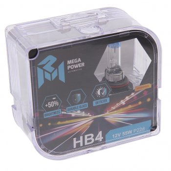 339 р. Лампа 12V HB4 55W P22d +50% бокс (2шт.) MEGAPOWER MEGAPOWER 370-33-041  с доставкой в г. Керчь. Увеличить фотографию 1
