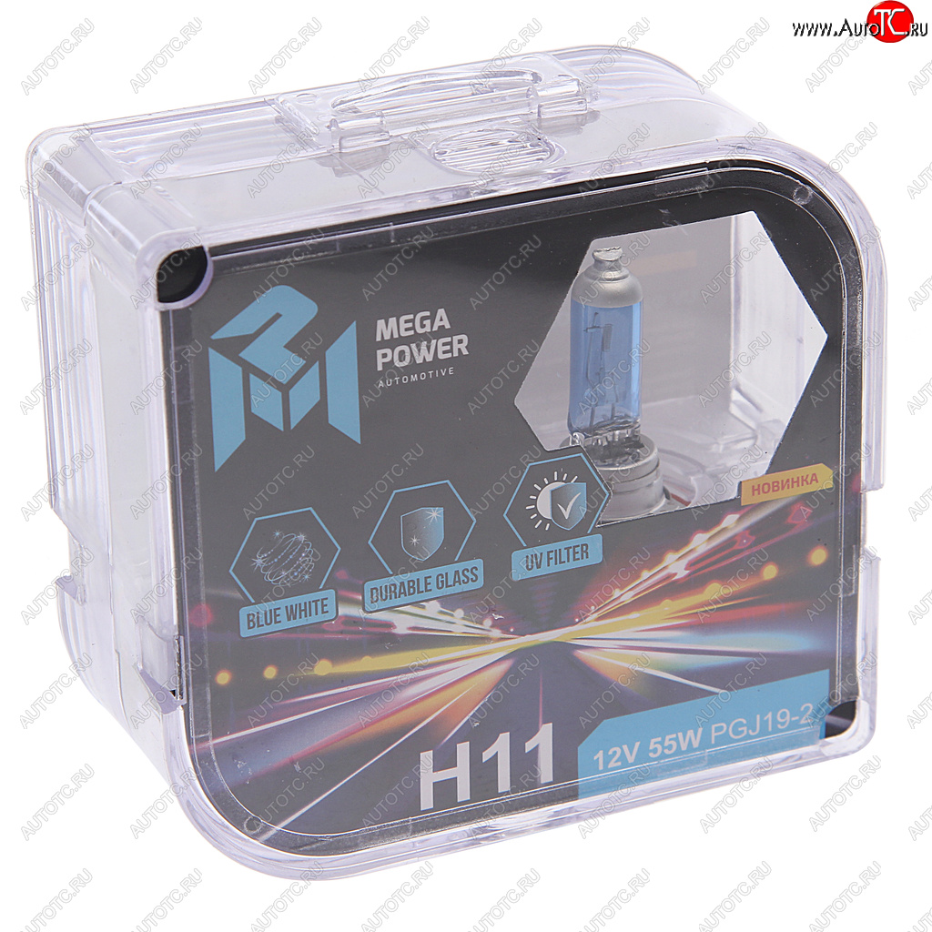 449 р. Лампа 12V H11 55W PGJ19-2 бокс (2шт.) Blue White MEGAPOWER MEGAPOWER 370-33-008  с доставкой в г. Керчь