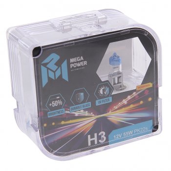 246 р. Лампа 12V H3 55W PK22s +50% бокс (2шт.) MEGAPOWER MEGAPOWER 370-33-013  с доставкой в г. Керчь. Увеличить фотографию 1