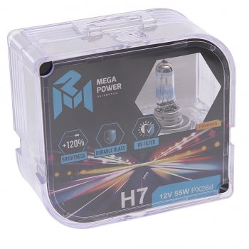 479 р. Лампа 12V H7 55W PX26d +120% бокс (2шт.) MEGAPOWER MEGAPOWER 370-33-028  с доставкой в г. Керчь. Увеличить фотографию 1