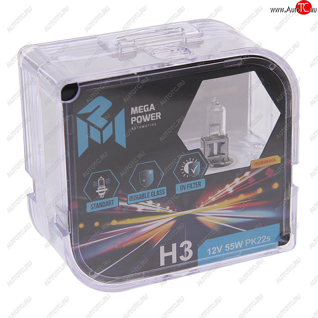 185 р. Лампа 12V H3 55W PK22s бокс (2шт.) Standart MEGAPOWER MEGAPOWER 370-33-014  с доставкой в г. Керчь